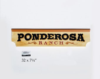 Bonanza Ponderosa Ranch sign hand painted on Cedar