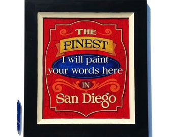 San Diego business personalized hand painted sign