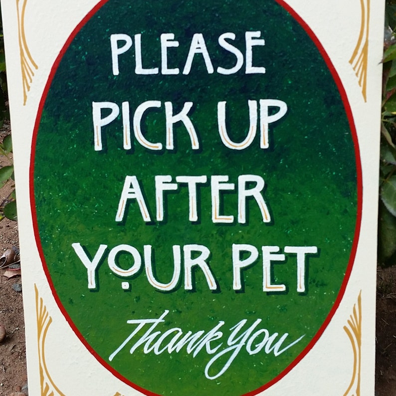 Pick up after pet hand painted sign curb your dog | Etsy