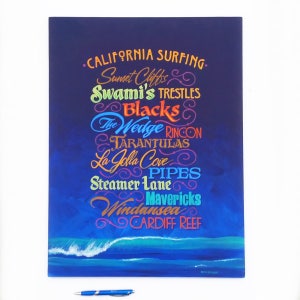 California Surf Art | Home Decor Wall Hanging | Hand Painted Original
