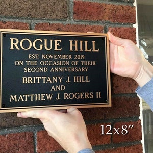 Bronze House Plaque Solid Address Personalized Anniversary Wedding Made in U.S.A. image 1