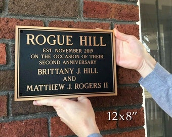 Bronze House Plaque Solid Address Personalized Anniversary Wedding | Made in U.S.A.