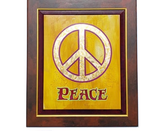 Peace Symbol | Peace sign wall art | Psychedelic Hand painted, gilded