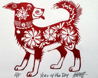 Gung Hay Fat Choy! Happy Chinese New Year, you beautiful Dog. You need this original linoleum block print to celebrate your birth year!
