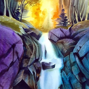 Texas Falls Watercolor