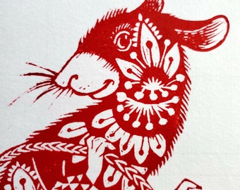 You need this original linoleum block print to celebrate your birth year! you beautiful Rooster Gung Hay Fat Choy Happy Chinese New Year