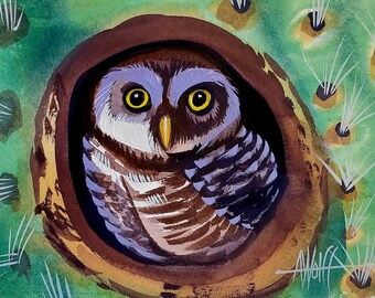 Elf Owl is part of my 2022 A Year of Birds Challenge.  One-of-a-kind. I will donate 20% of the price to wildlife conservation