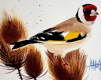 European Goldfinch is part of my 2022 A Year of Birds Challenge.  One-of-a-kind. I will donate 20% of the price to wildlife conservation