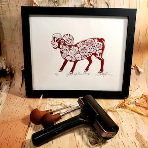 Gung Hay Fat Choy! Happy Chinese New Year, you beautiful Sheep. You need this original linoleum block print to celebrate your birth year!