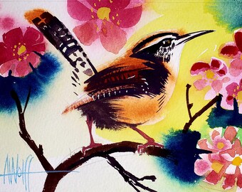 Carolina Wren is part of my 2022 A Year of Birds Challenge.  One-of-a-kind. I will donate 20% of the price to wildlife conservation