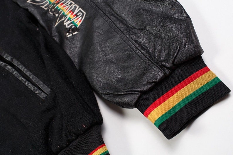 Vintage Marihuana Stadium Leather Jacket Weed 80/'s 90/'s Fashion Hip Hop