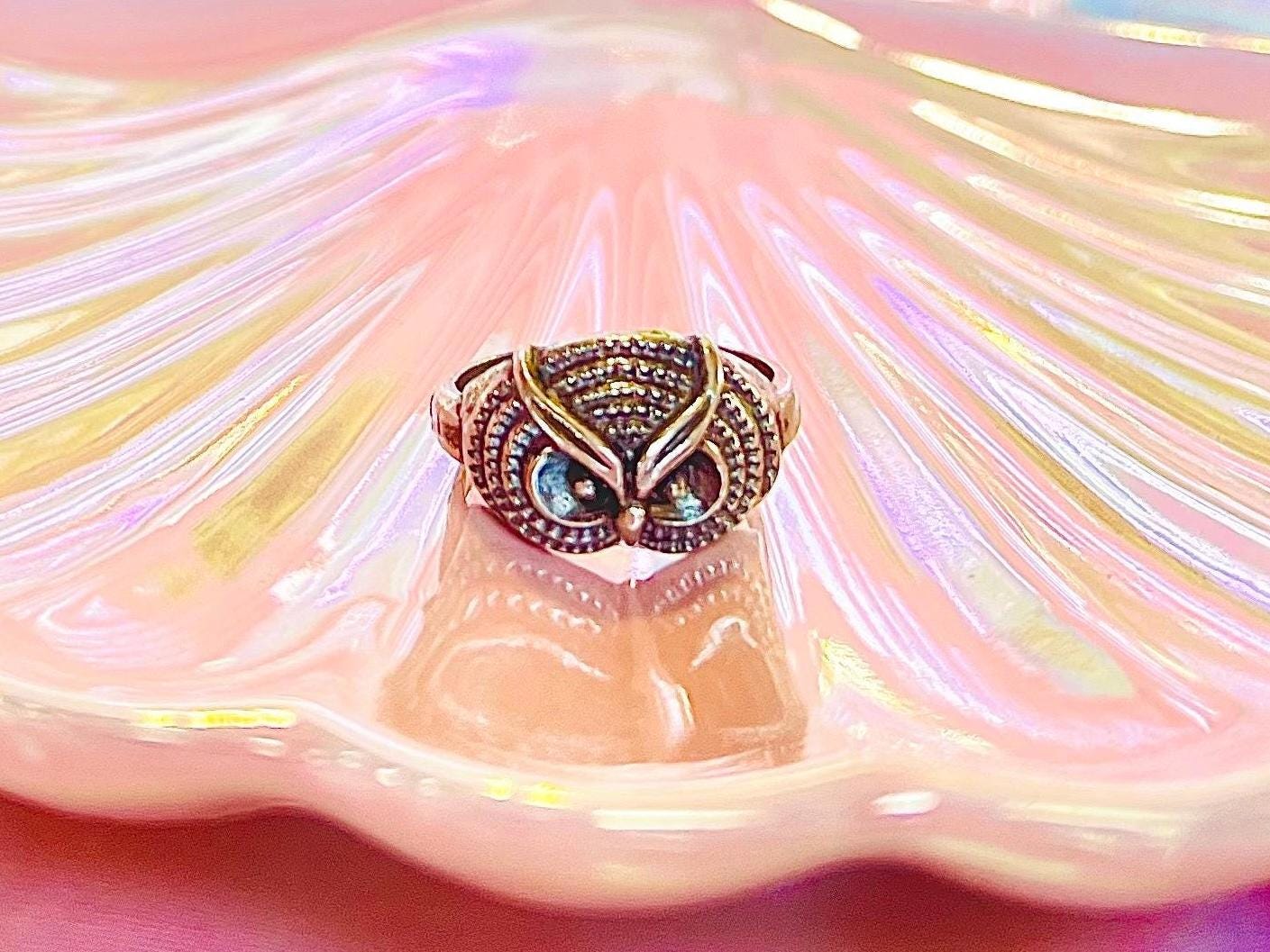 Owl Ring, Vintage Silver, 70s Boho