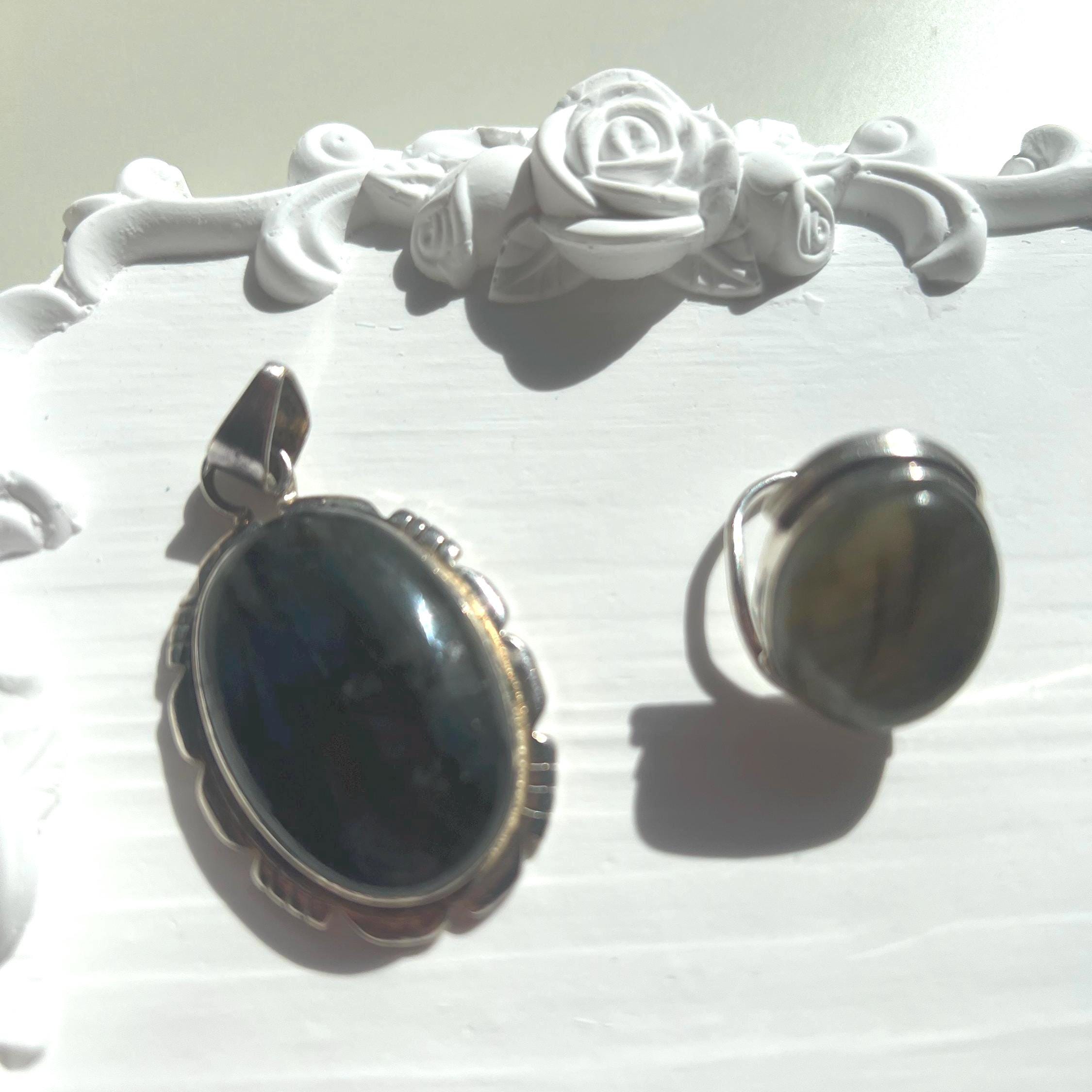 Vintage Labradorite Pendant and Ring, 925 Sterling Silver - Etsy