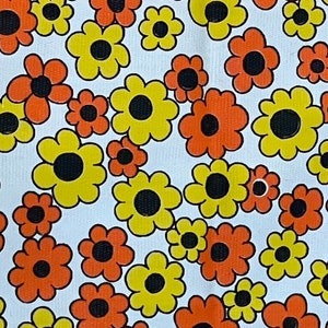 Vintage 1970s Orange and Yellow Daisy Mod Flower Power Fabric 2 1/3 Yards