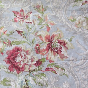 Waverly FRESCO FLOURISH Cotton Fabric 2.75 Yards Floral Tulips Roses Architectural Scrolls