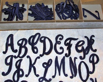 Vintage MIDNITE BLUE Monogram Script Alphabet Letters 2" Tall Initials Single Letters You Pick J.C. Nellissen