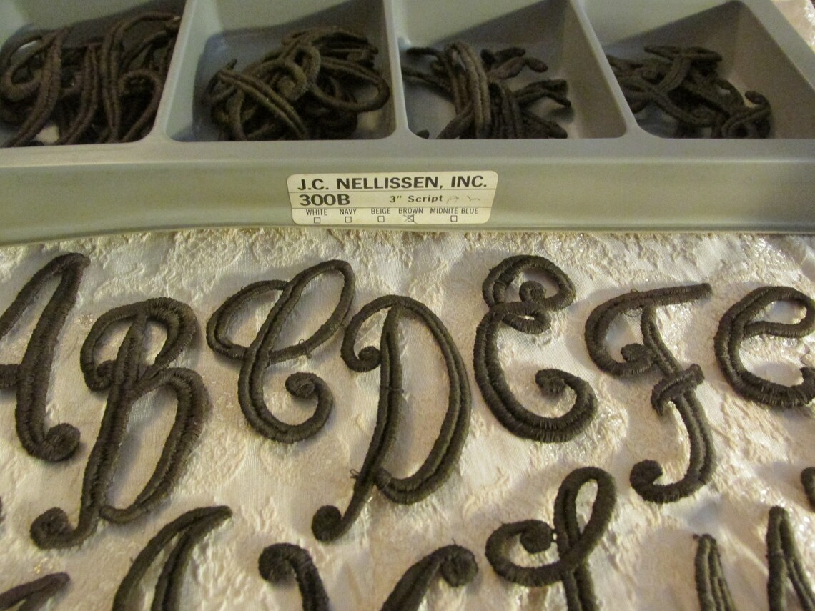 Vintage 3 BROWN Script LETTERS Monogram Alphabet | Etsy