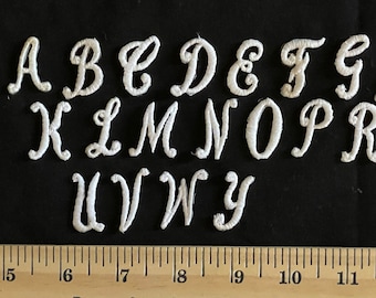 Vintage 1" Tall White Monogram Script Alphabet Letters Initials Single Letters F G H I J K M N O T U V W Y J.C. Nellissen