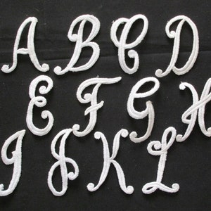Vintage 3&quot; Tall White Monogram Script Alphabet Letters Initials Single Letters A thru L J.C. Nellissen