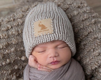 Newborn Little Peanut beanie, Baby beanie, Newborn photoshoot prop, Welcome baby gift, baby announcement, baby shower gift