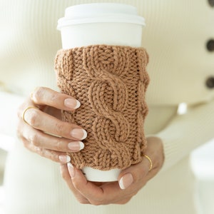 Cable Sweater Coffee Sleeve, Coffee Cup Cozy,  Coffee Cup Sleeve, Reusable coffee cozy