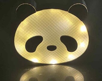 3D Printed Panda Face Night Light – Eco-Friendly PLA, Kids Nursery