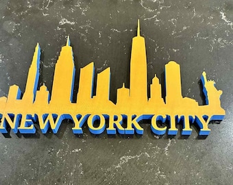 3D Printed New York City Skyline Plaque: Modern NYC Wall Art