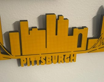 3D Printed Pittsburgh Skyline Wall Art – City Silhouette Décor