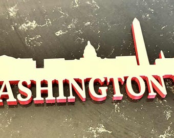 3D Printed Washington D.C. Skyline Plaque: Modern Cityscape Wall Art