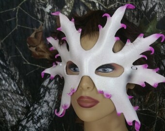 leather white and pink snow flake mask/costume mask/Halloween mask