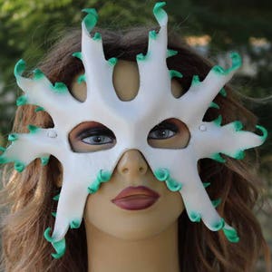 leather white and green snow flake mask/halloween mask/Halloween  mask/festival