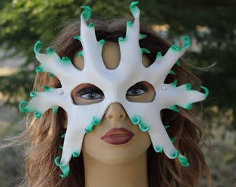 leather white and green snow flake mask/halloween mask/Halloween  mask/festival