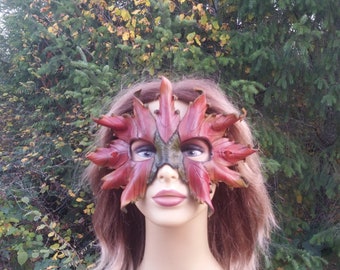 leather autumn leaf mask.