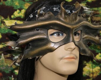 leather bronze colored leaf mask/Halloween mask