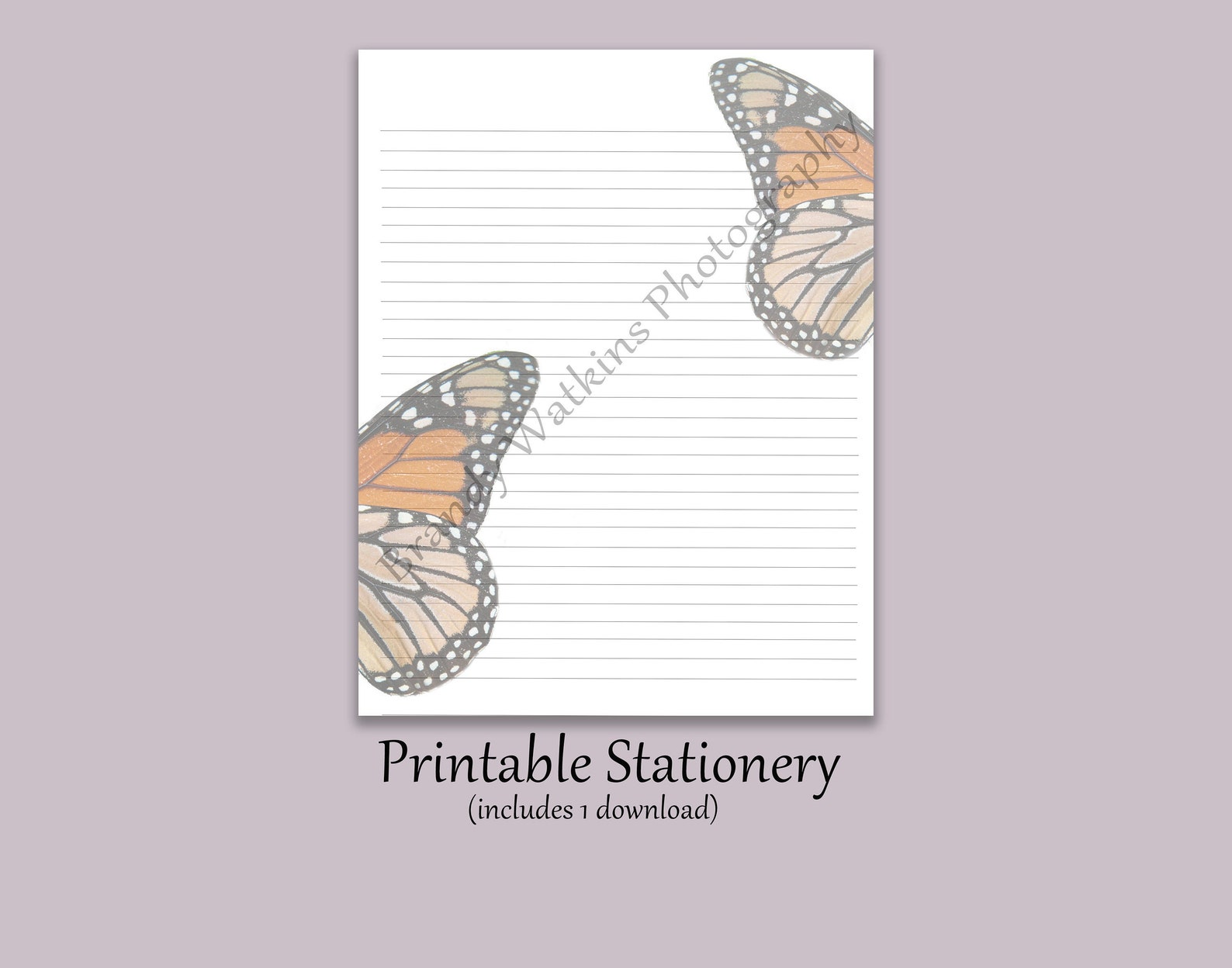 Monarch Butterfly Printable Stationery Letter Size - Etsy