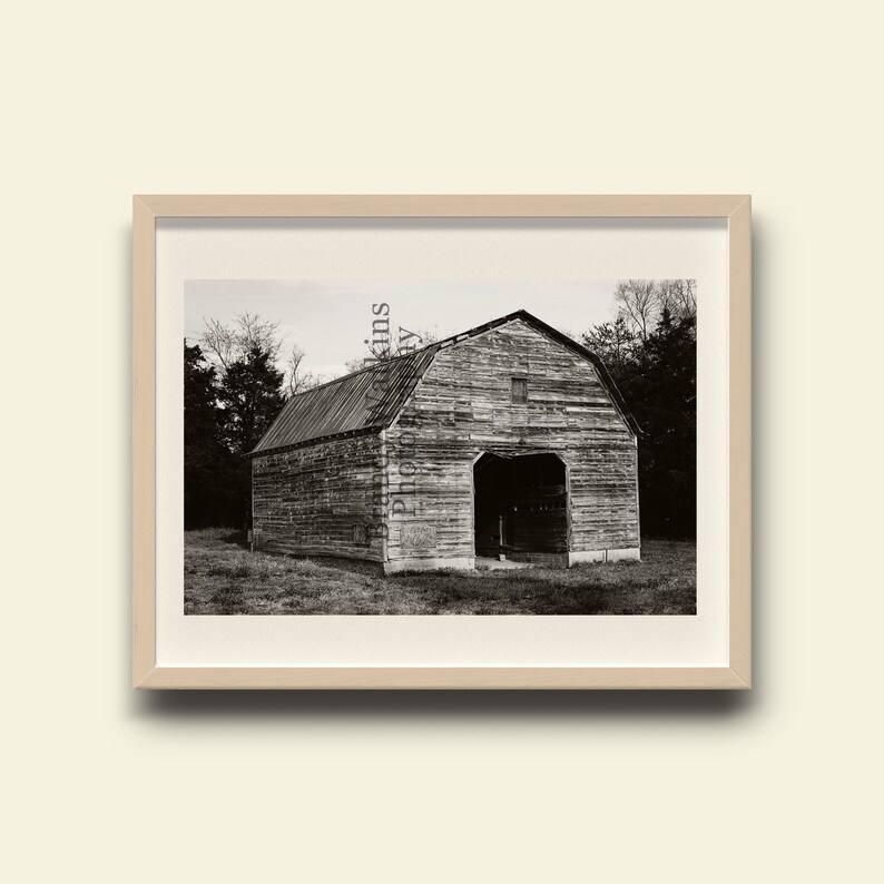 Black and white farmhouse art barn print Etsy