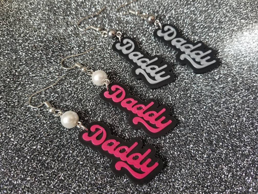 3D Printed Daddy Dangle Earrings Pastel Goth, Bimbocore, Sexy, Valentine's, Gift, for Her, Goth
