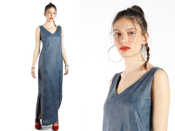 maxi blue jean dress