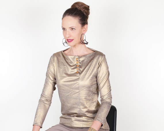 gold evening wear tops