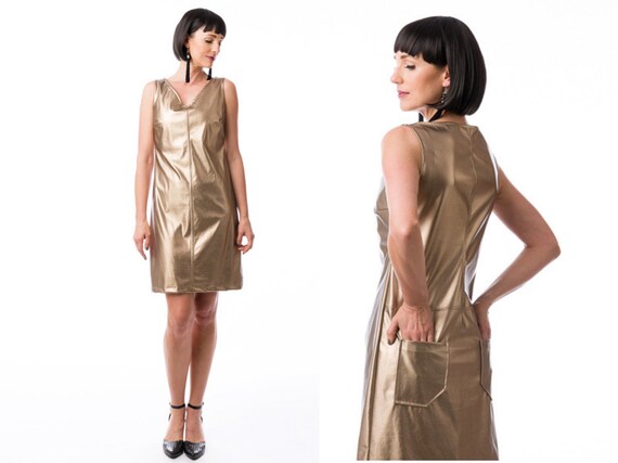 gold leather dress