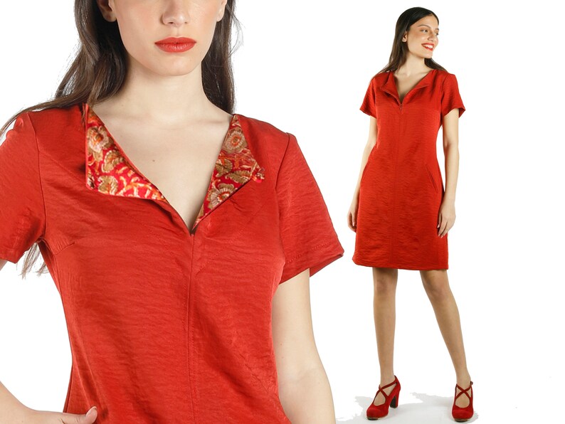 red midi party dress