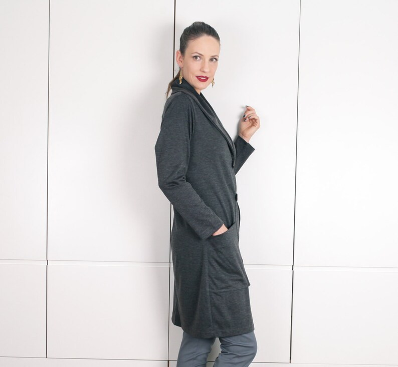 Grey Jacket Long Jacket Winter Jacket Long Cardigan Grey Etsy