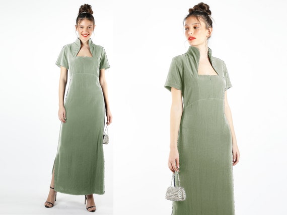 high collar maxi dress