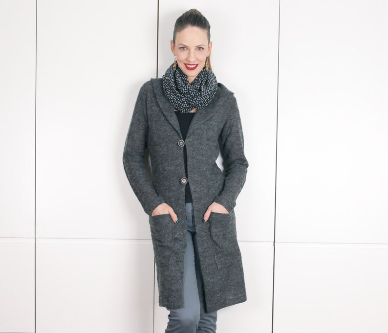 Grey Jacket Long Jacket Winter Jacket Long Cardigan Grey Etsy