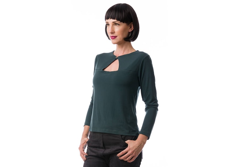 Olive green Shirt Evening Tops Long 