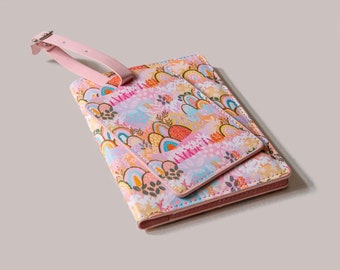 Pink floral travel wallet passport cover