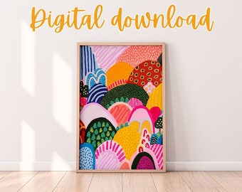 Colourful mountain abstract - Landscape Art Paper Print (DIGITAL DOWNLOAD)