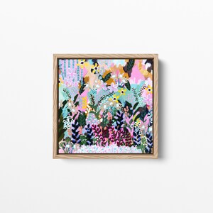 Colourful wildflowers garden - framed canvas art print