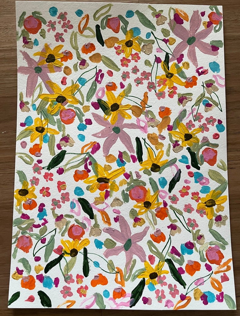 Original flower landscape paintings on paper 29.7x42 (c) cm