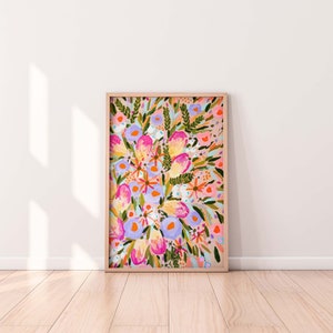 Colourful Australian natives protea - botanical art print